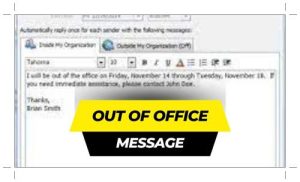 out of office message